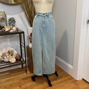 Vintage 90s Liz Claiborne Faded Denim Maxi Skirt, Size 8, Long Jean Skirt